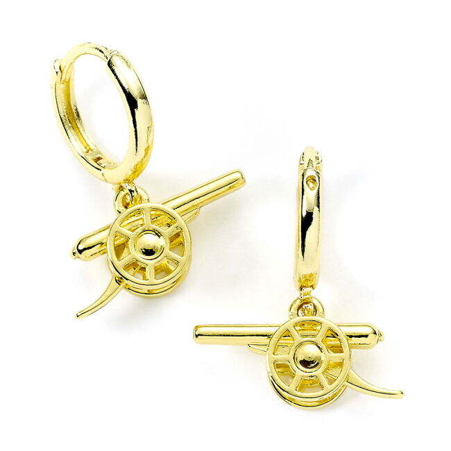 Arsenal FC Gold Finish Cannon Hoop Earrings (Fan Favorite)