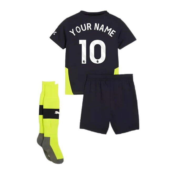 Retro Man City 2024-2025 Man City Away Mini Kit (Your Name) for Sup...