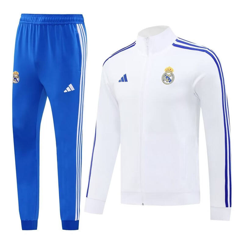 Real Madrid 2425 White Blue Stripes Jacket - Official Replica 24654