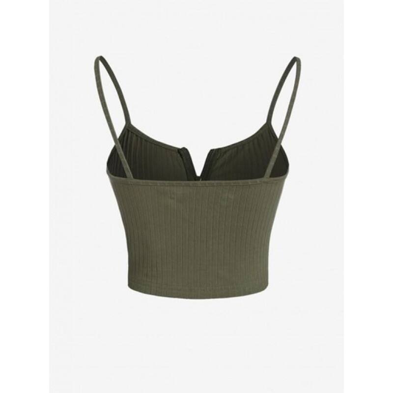 Ribbed Zip Front Crop Camisole CN5883