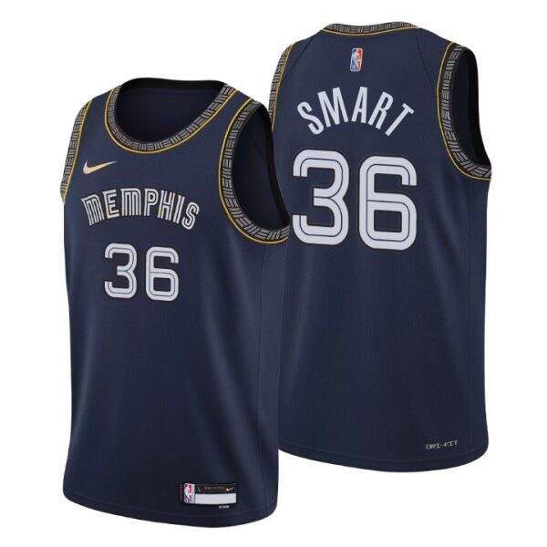 Memphis Grizzlies #36 Marcus Smart Men¡¯s Nike Navy 2021/22 Swingman NBA Jersey ¨C City Edition