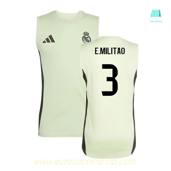 2025-2026 Real Madrid Sleeveless Training Jersey (Almost Lime) (E.Militao 3)