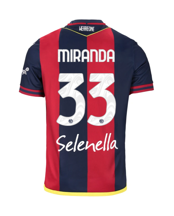 Bologna's 24-25 Home Jersey, featuring MIRANDA with the number 33.