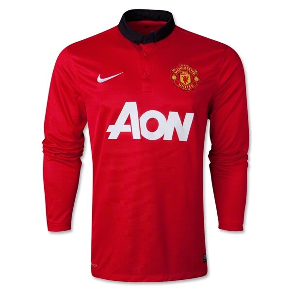 13-14 Manchester United 33 BEBE Home Long Sleeve Jersey Shirt -