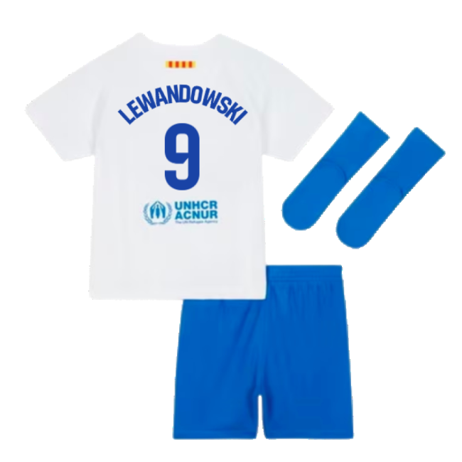 Authentic 2023-2024 Barcelona Away Baby Kit (Lewandowski 9)