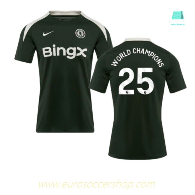 2025-2026 Chelsea Dri-Fit Strike Training Shirt (Green) (World Champions 25)