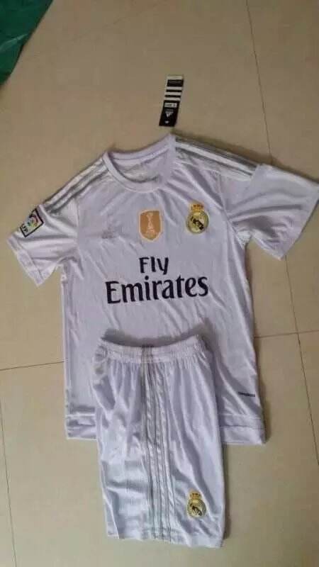 Kids Real Madrid 2015-16 Home Soccer Kit With Champion