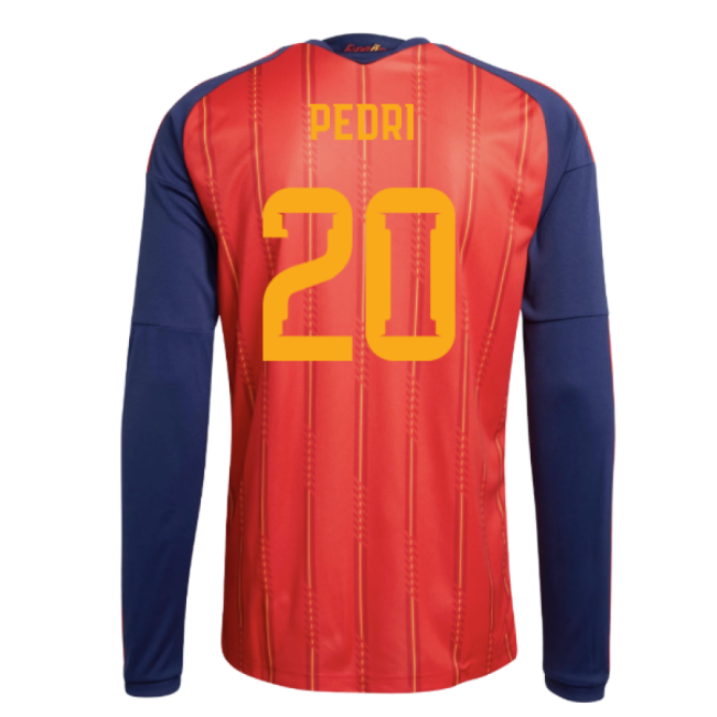 Spain Licensed 2026-2027 Spain Long Sleeve Home Shirt (Pedri 20)