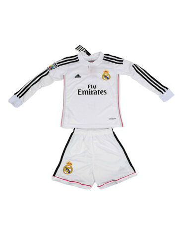 Kids Real Madrid 1415 Long Sleeve Home Soccer KitShirtShorts -