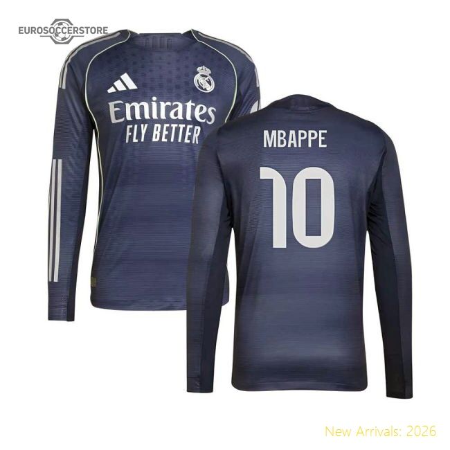 2025-2026 Real Madrid Long Sleeve Alternate Jersey (mbappe 10)
