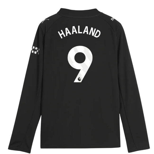 2025-20 Man City Away Football Shirt Haaland Name & Number L M S Kids