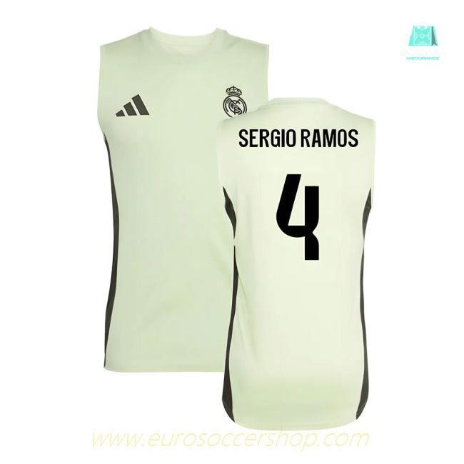 2025-2026 Real Madrid Sleeveless Training Jersey (Almost Lime) (Sergio Ramos 4)