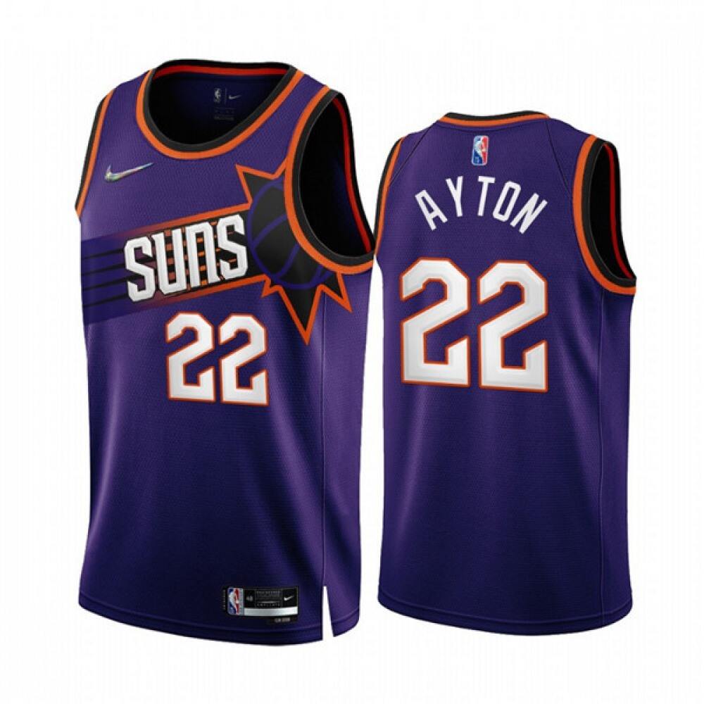 Cost-Effective Men's Suns #22 Deandre Purple Basketball Jersey