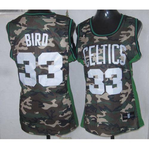 Boston Celtics #33 Larry Bird Camo Stealth Collection Womens Stitched NBA Jersey Womens