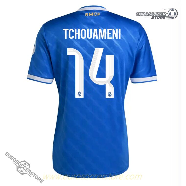Real Madrid's 25-26 Third Jersey featuring TCHOUAMENI with the number 14