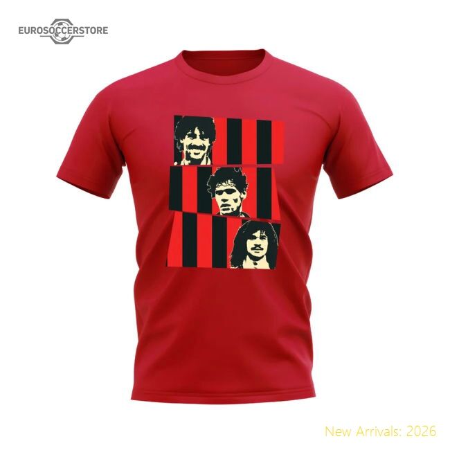 Luxury Van Basten Rijkaard Gullit Ac Milan Trio Supporter Tee (red)