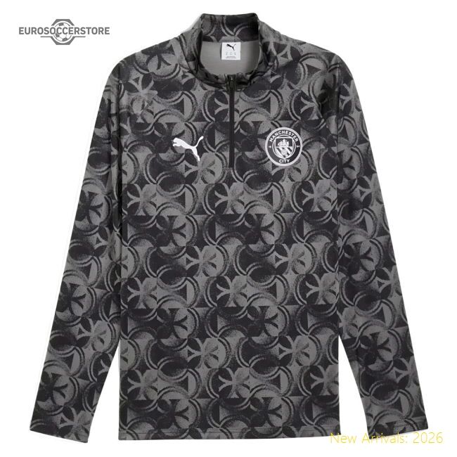 Premium 2025-2026 Man City Warm Up 1/4 Zip Top (black) - Premium