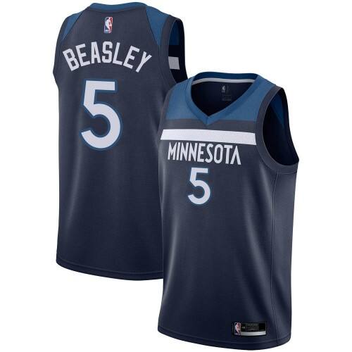 Nike Minnesota Timberwolves #5 Malik Beasley Navy Blue NBA Authentic Icon Edition Jersey Mens