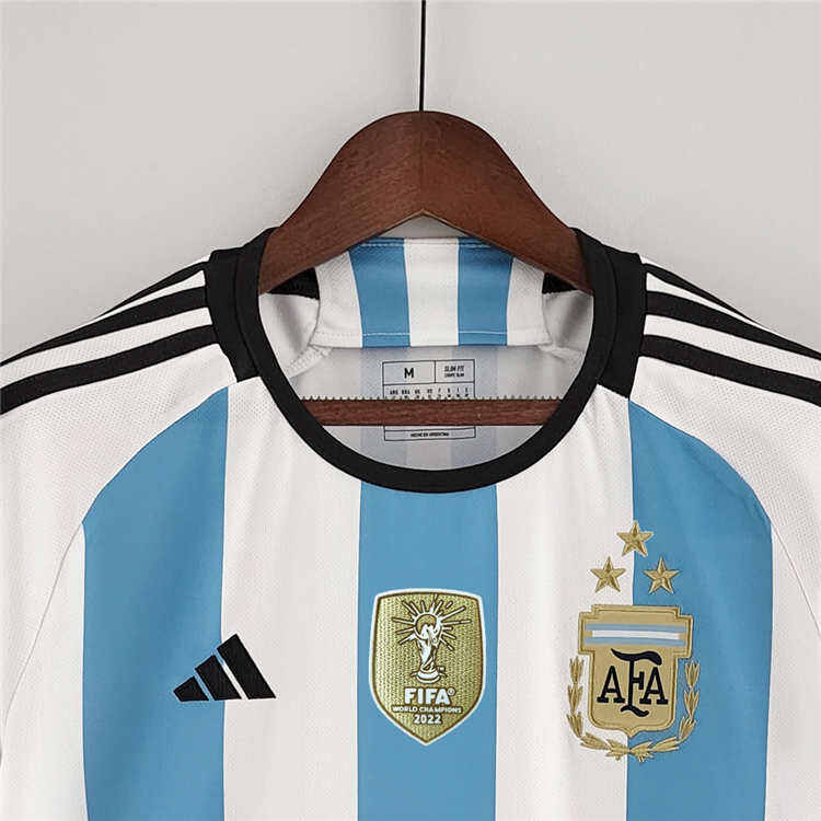 Argentina 3 Star World Cup 2022 Home White Soccer Jersey Football