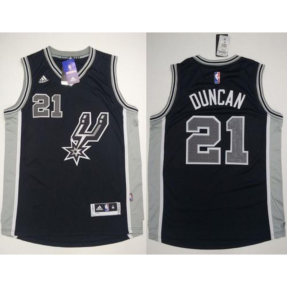 Spurs #21 Tim Duncan Black New Road Stitched NBA Jersey