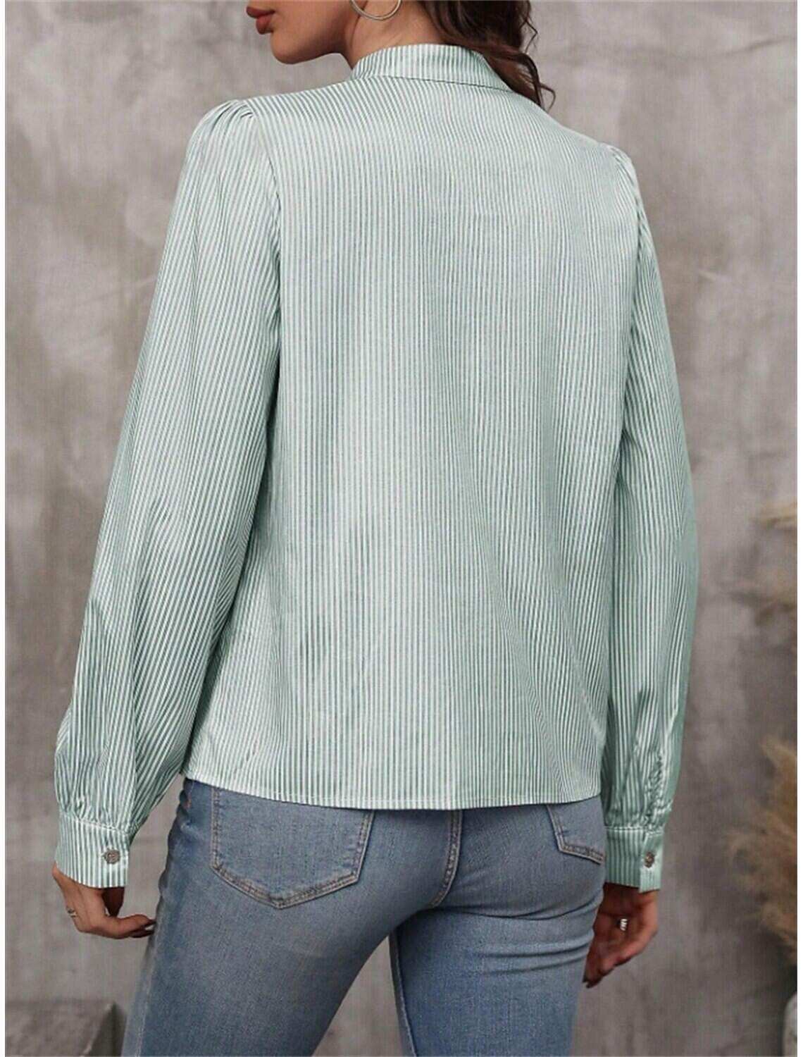 Women's Shirt Blouse Stylish Casual Striped Regular Tops Long Sleeve V Neck Patchwork Regular Fit Work Daily Going out Summer Spring Fall