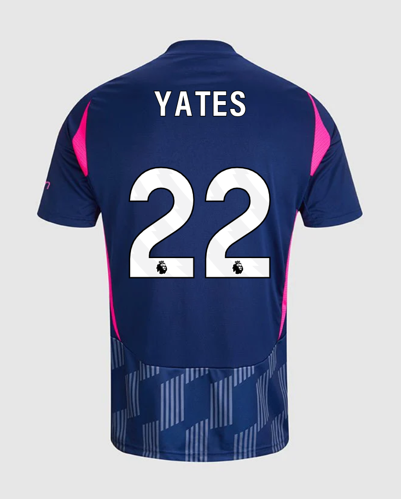 Nottingham Forest 24-25 Season Away Jersey Featuring Yates with Number 22