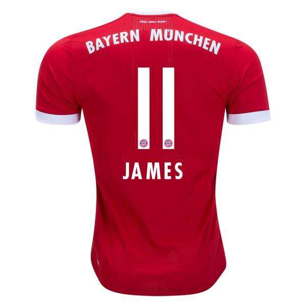 Bayern Munich Home 201718 James 11 Soccer Jersey Shirt - Official