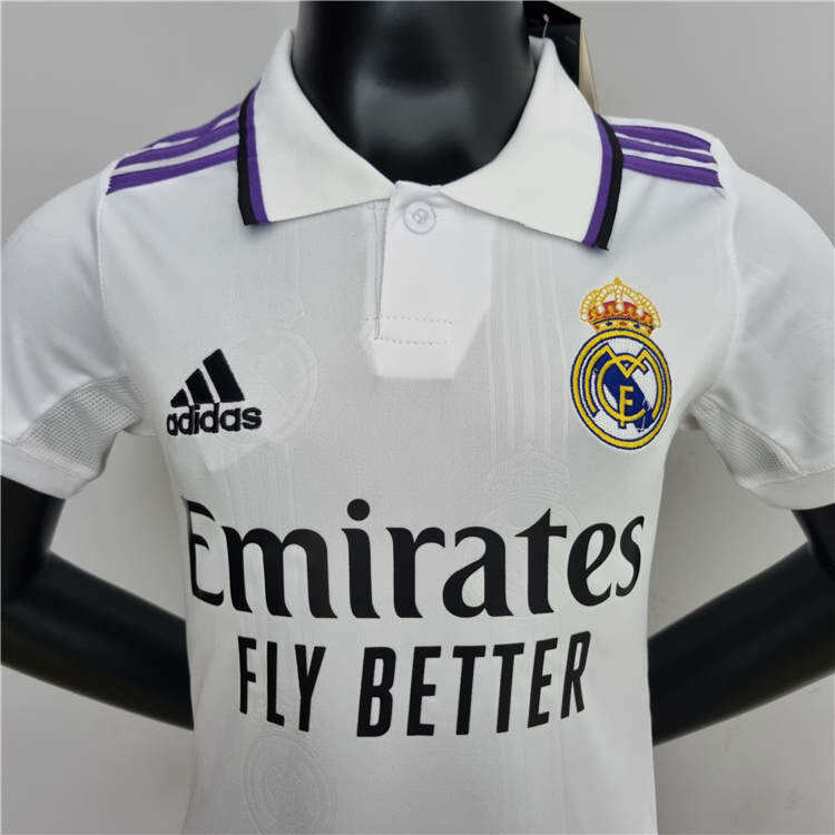 KidsYouth Real Madrid 2223 Home White Soccer Football KitShirtShort -
