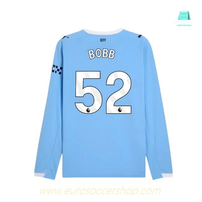 2025-2026 Man City Long Sleeve Home Shirt (Bobb 52)