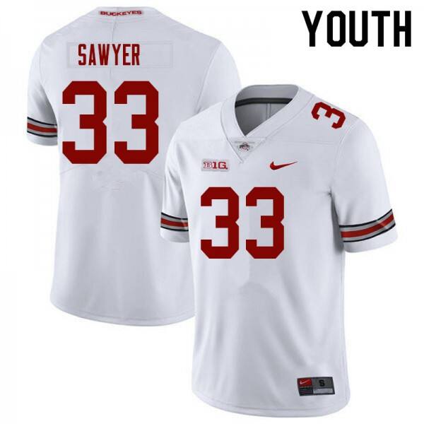 Nike Ohio State Buckeyes Jack Sawyer #33 Youth White Premium Stitched