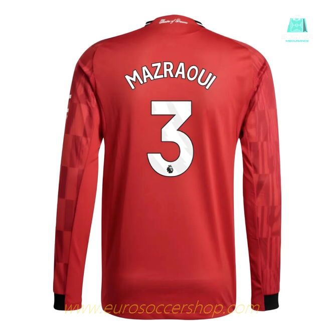 2025-2026 Man Utd Authentic Long Sleeve Home Shirt (Mazraoui 3)