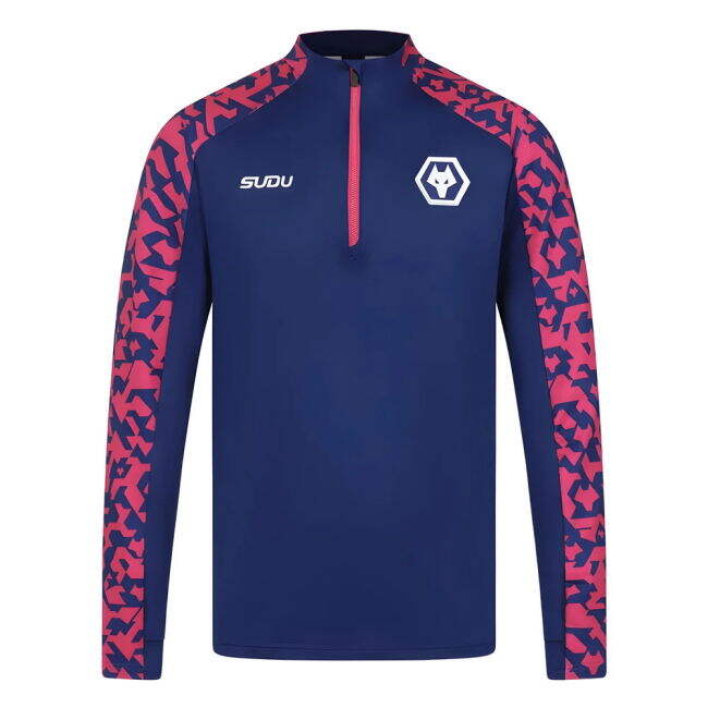 2024-2025 Wolves Pre Match 1/4 Zip Top (Blue/Pink)