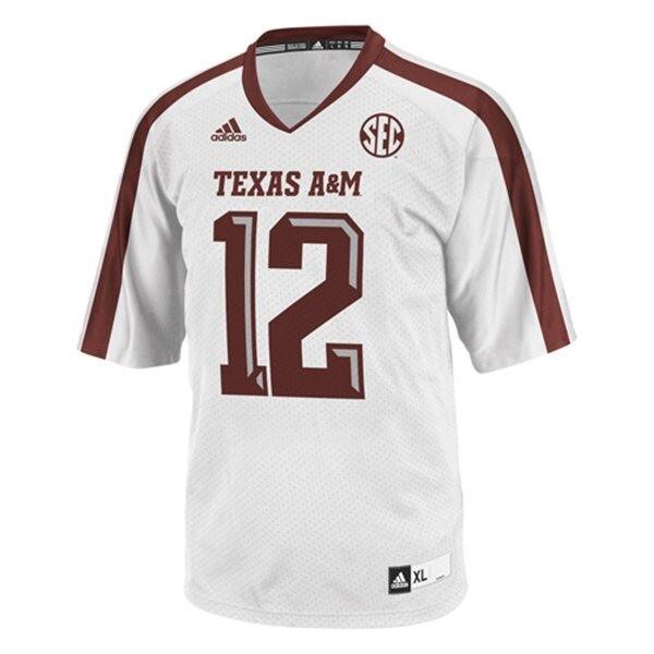 Texas A&m Aggies Youth 12th Man #12 Adidas White Elite Series Jersey