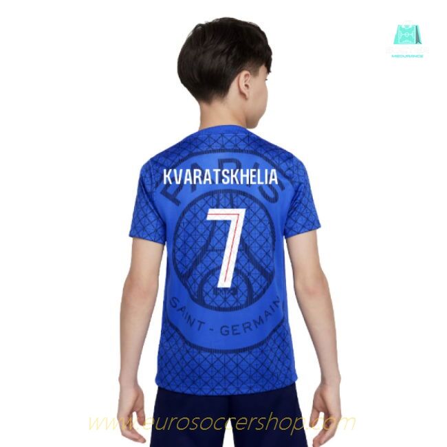2025-2026 PSG Academy Pro Home Pre Match Shirt (Royal) - Kids (Kvaratskhelia 7)