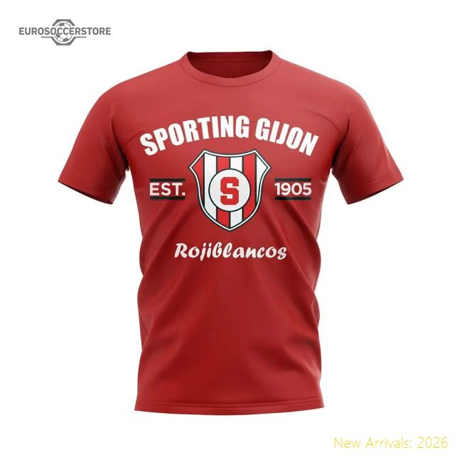 Exceptional Sporting Gijon Established Football T-shirt (red)