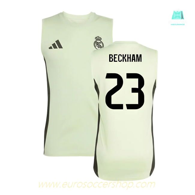 2025-2026 Real Madrid Sleeveless Training Jersey (Almost Lime) (Beckham 23)