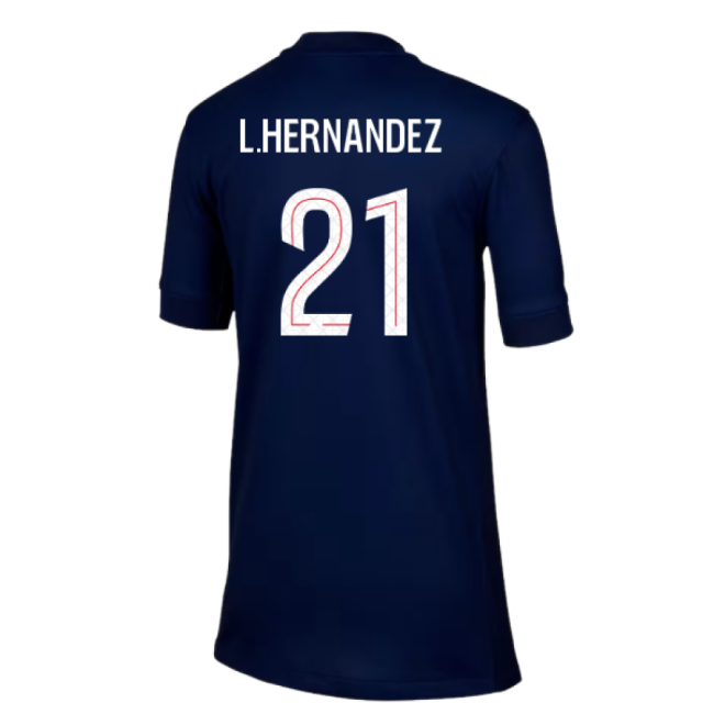 2025-2026 PSG Paris Saint Germain Home Shirt (Kids) (L.Hernandez 21)
