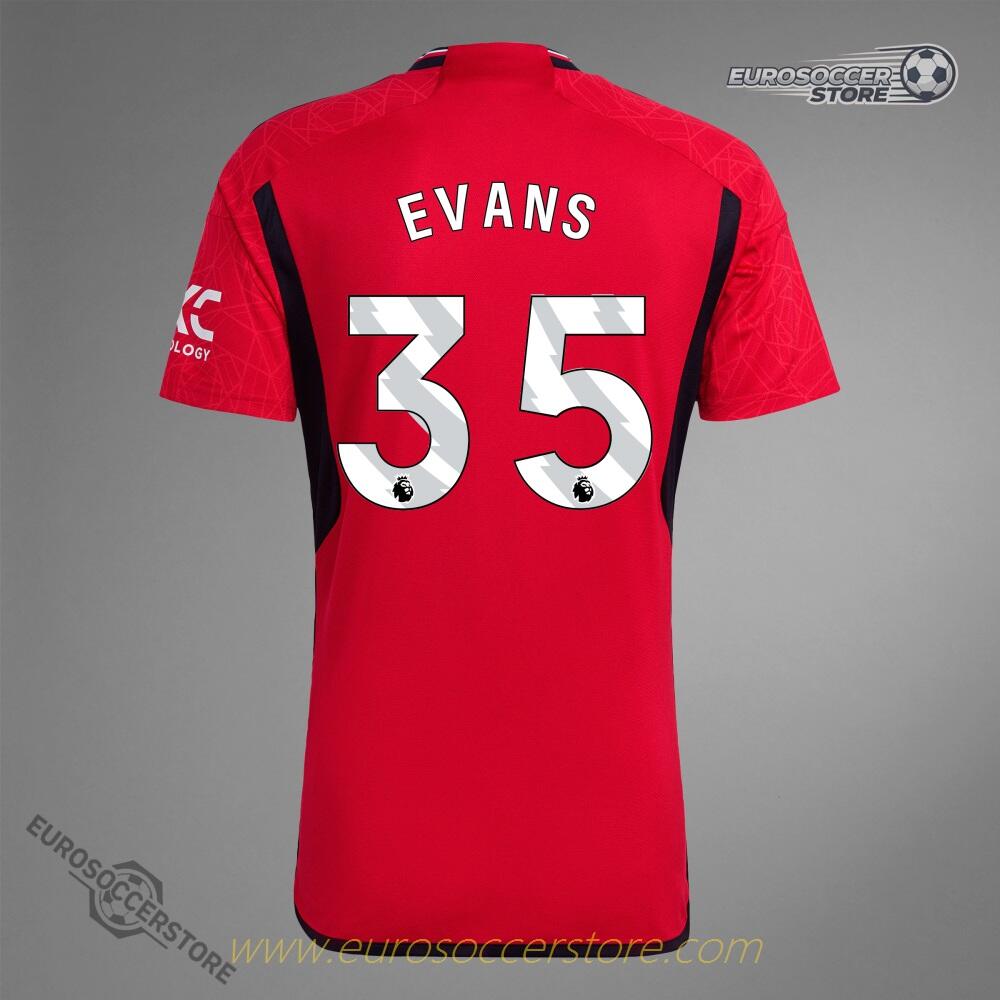 23-24 Season Manchester United Team EVANS 35 Home Game Jersey