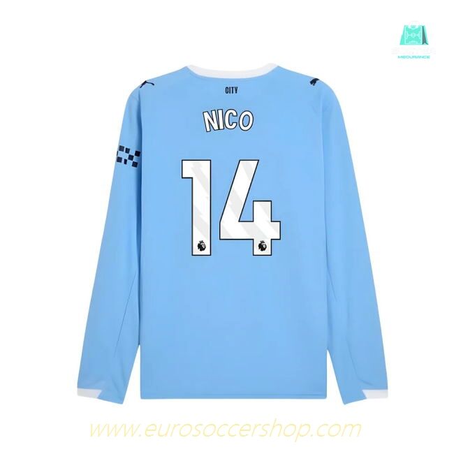 2025-2026 Man City Long Sleeve Home Shirt (Nico 14)