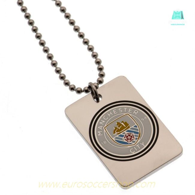 Manchester City FC Enamel Crest Dog Tag & Chain