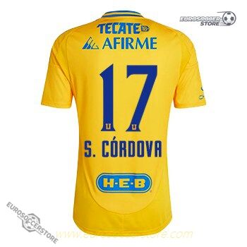 Tigres UANL Home S. CÓRDOVA 17 Football Jersey 2024-2025 Season