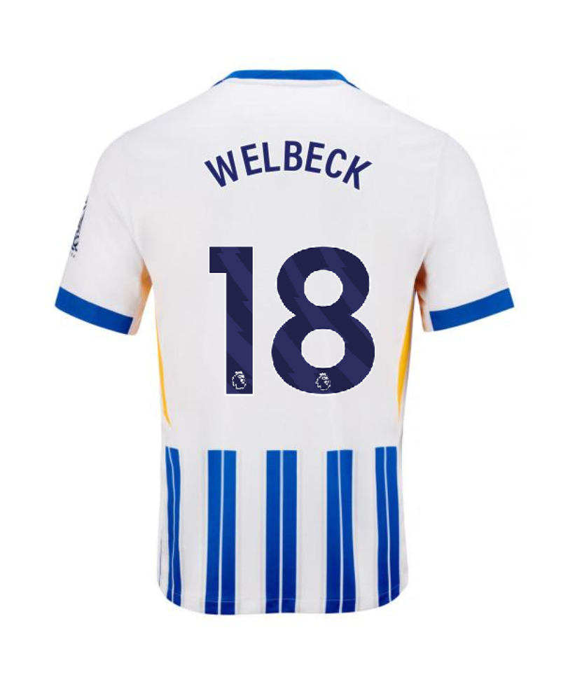 Brighton Hove Albion 24-25 Home Jersey with WELBECK 18 Printing