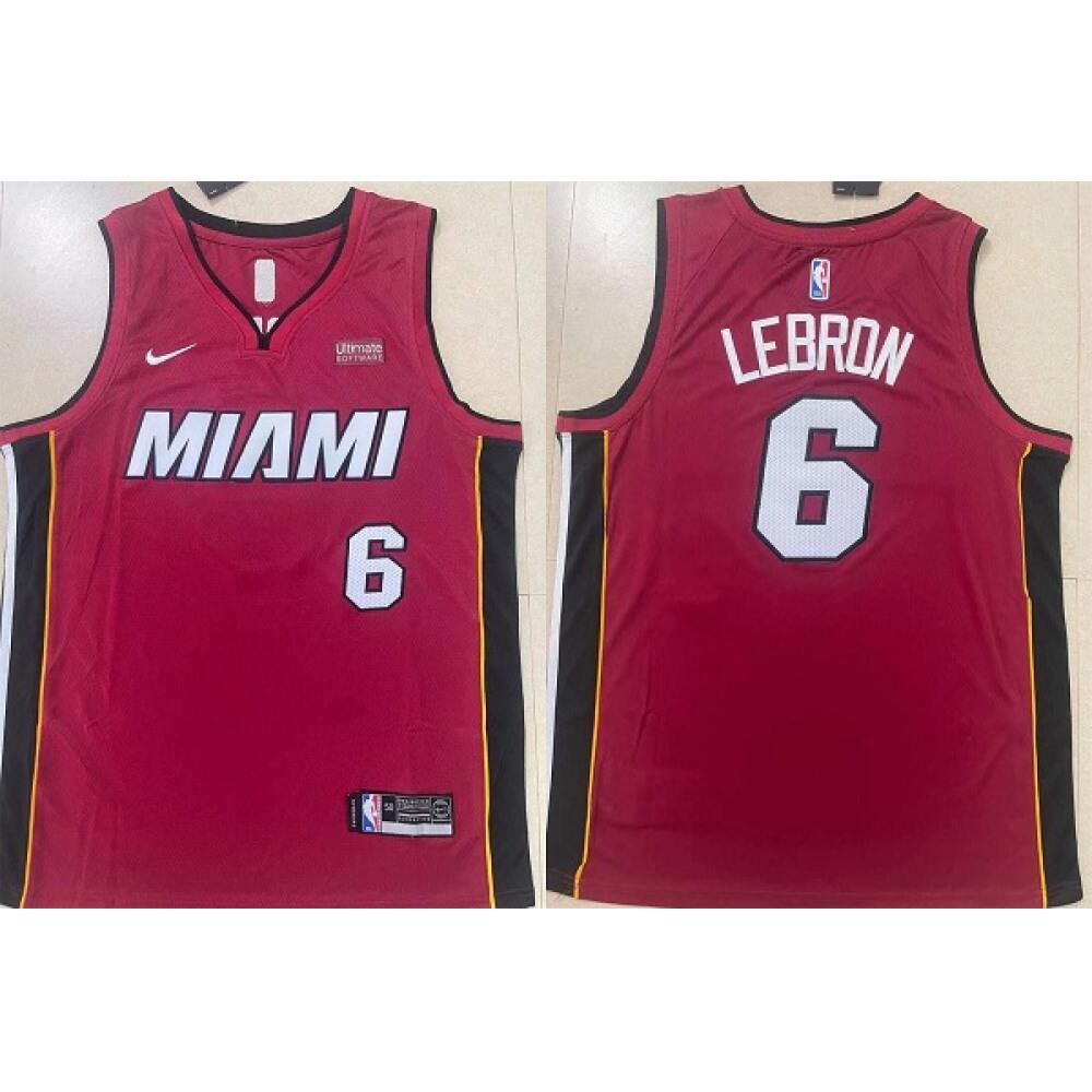Collector's Item Collector's Item Men's MIA #6 LeBron Red Basketball Jersey