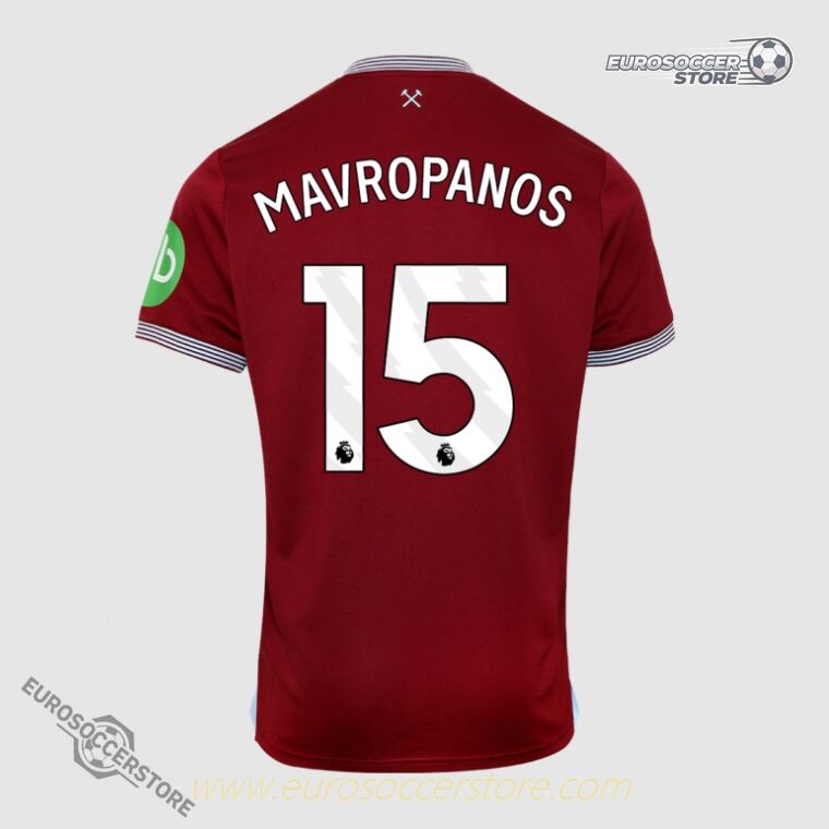 West Ham United 25-26 Season Home Jersey, Player Version: MAVROPANOS, Jersey Number 15