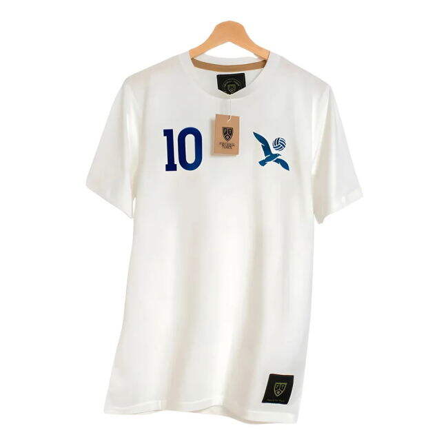 Authentic The Seagull 10 Retro Football Tee (White) Breathable Fabric