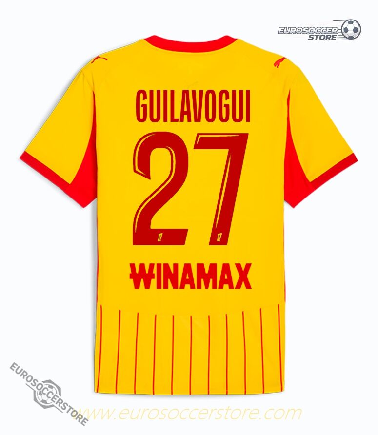 RC Lens 25-26 Season Home Jersey, Featuring GUILAVOGUI with Number 27