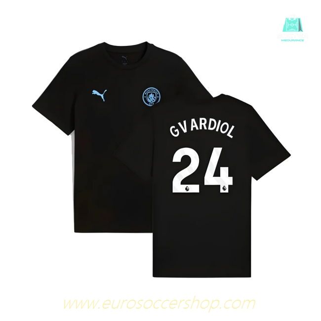 2025-2026 Man City FtblESS Tee (Black) (Gvardiol 24)