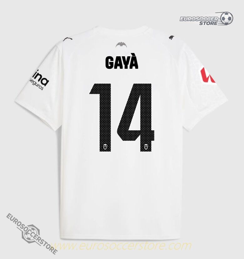 Valencia CF 25-26 Season Home Jersey Featuring GAYÀ 14