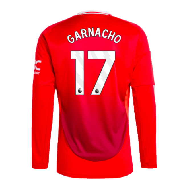 Football Man Utd Long Sleeve Home Shirt Garnacho #17 Official Lice...