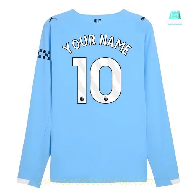 2025-2026 Man City Authentic Long Sleeve Home Shirt (Your Name)